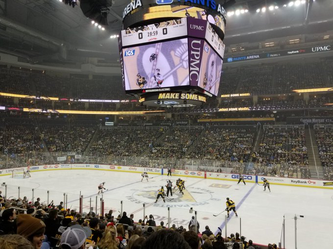 Photo taken from the KeyBank Club seats at PPG Paints Arena during a Pittsburgh Penguins game.