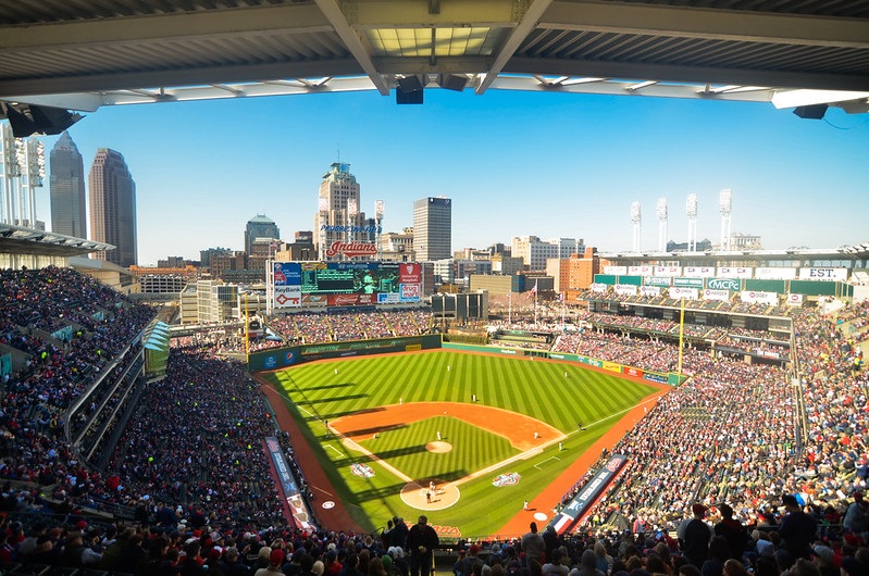 Photo taken from the upper level of Progressive Field during a Cleveland Indians home game.