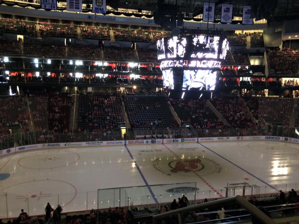 View from the 100 level seats at the Prudential Center during a New Jersey Devils game.
