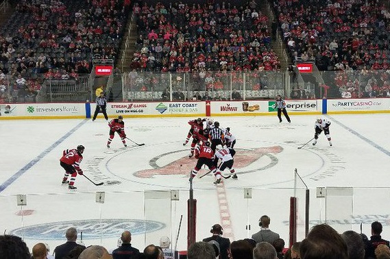 View from the club seats at the Prudential Center during a New Jersey Devils game.