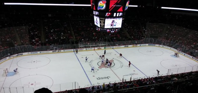 View from the upper level seats at the Prudential Center during a New Jersey Devils game.