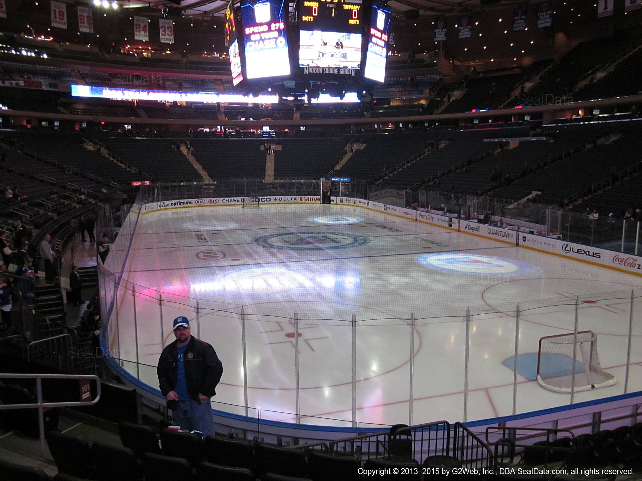 Seat view from section 101 at Madison Square Garden, home of the New York Rangers