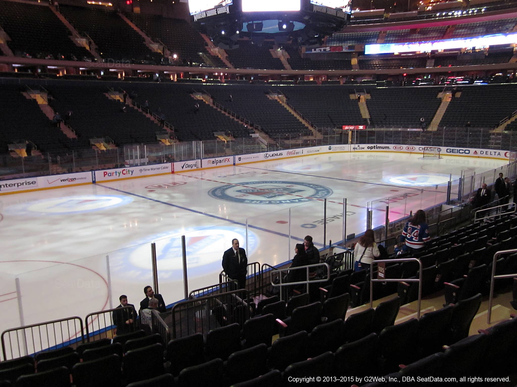 Seat view from section 105 at Madison Square Garden, home of the New York Rangers