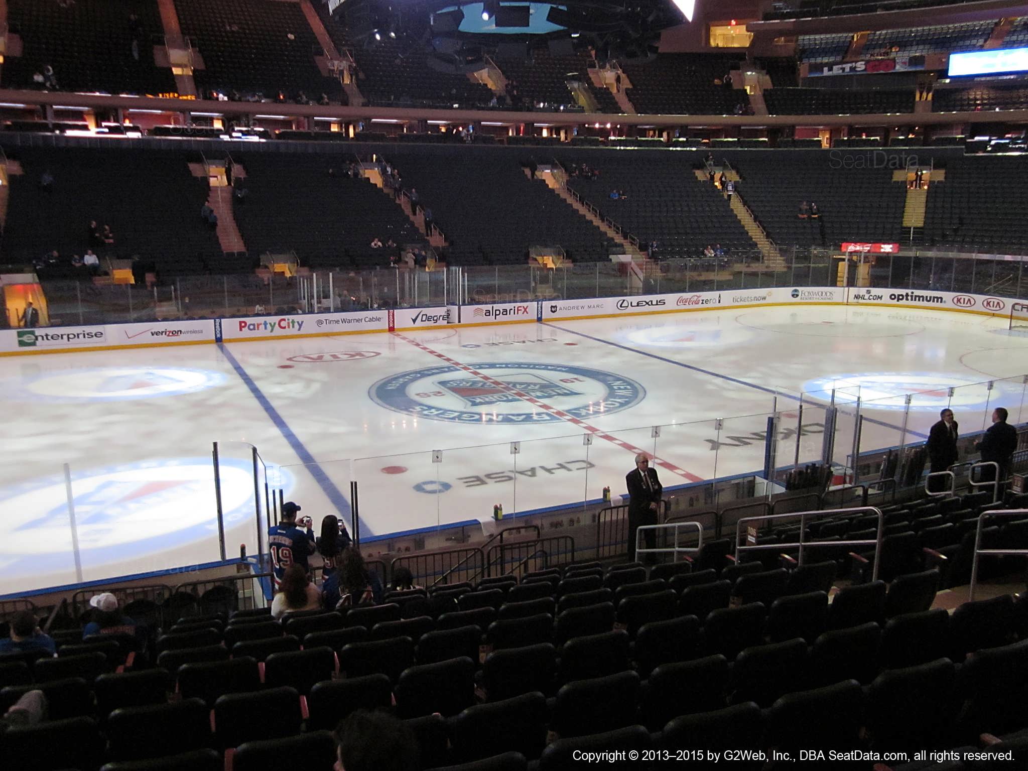 Seat view from section 106 at Madison Square Garden, home of the New York Rangers