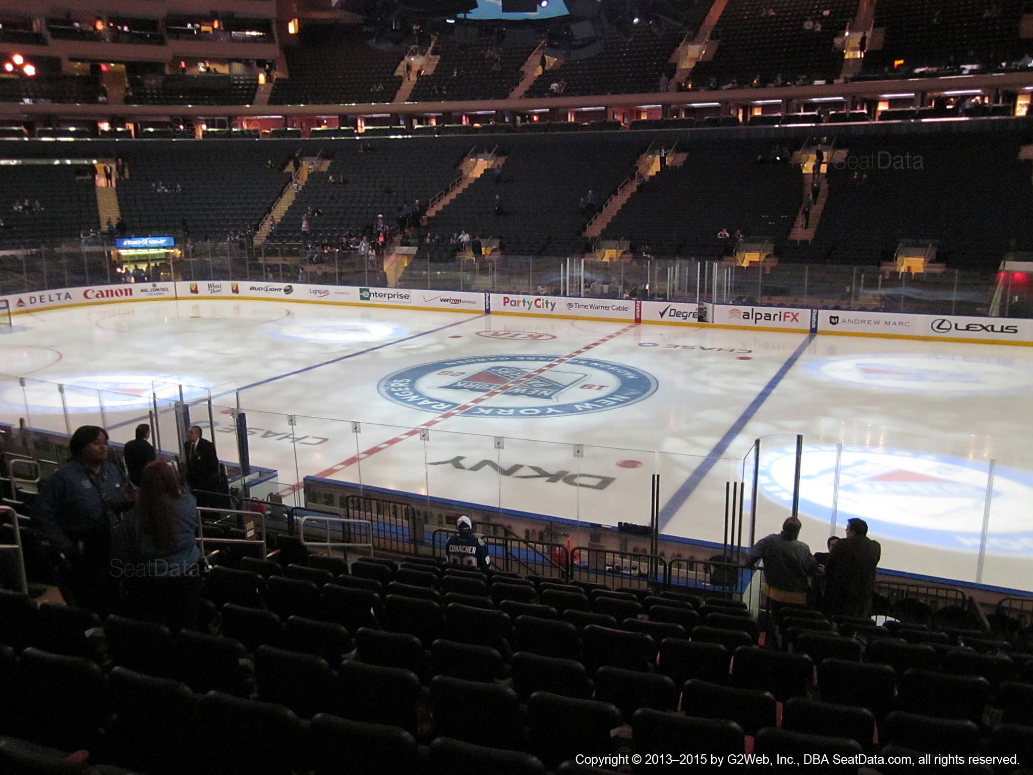 Seat view from section 108 at Madison Square Garden, home of the New York Rangers