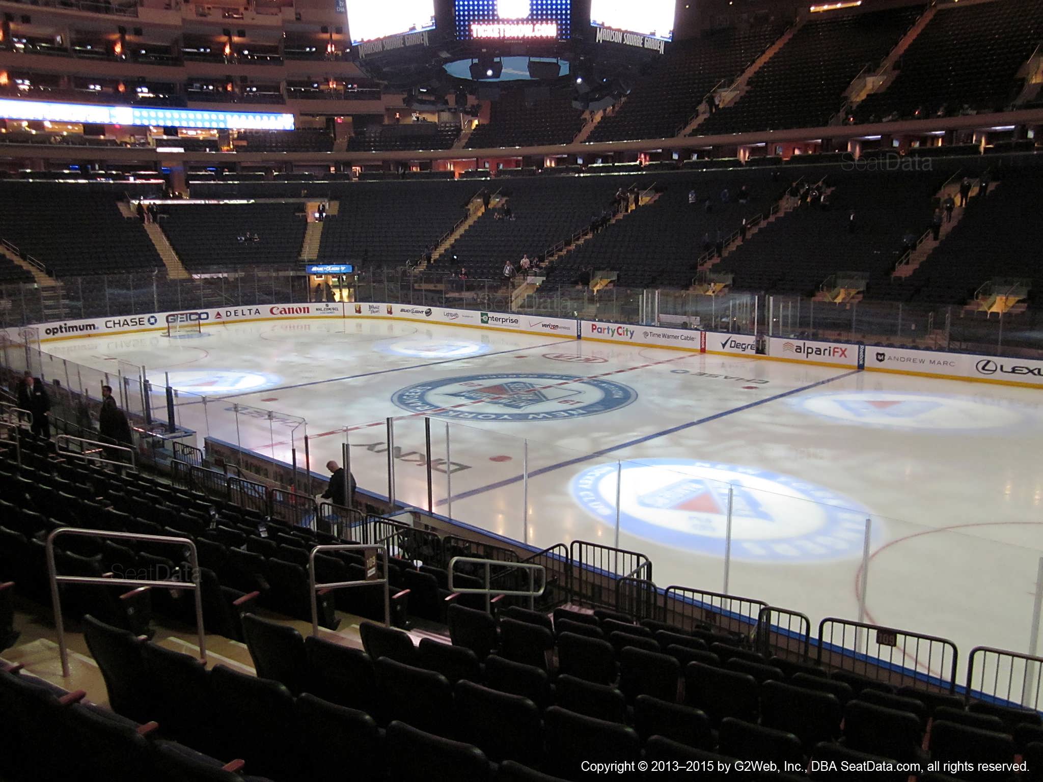 Seat view from section 109 at Madison Square Garden, home of the New York Rangers