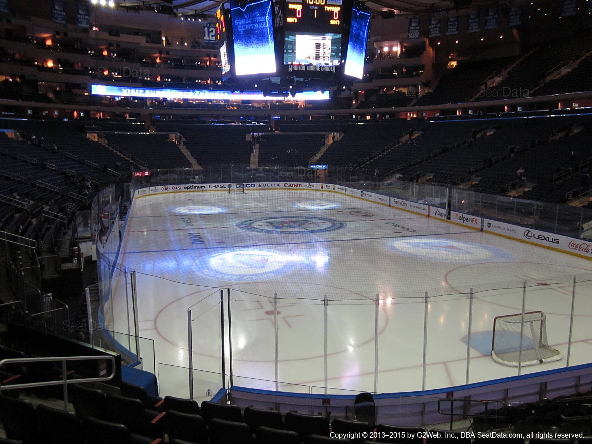 Seat view from section 111 at Madison Square Garden, home of the New York Rangers
