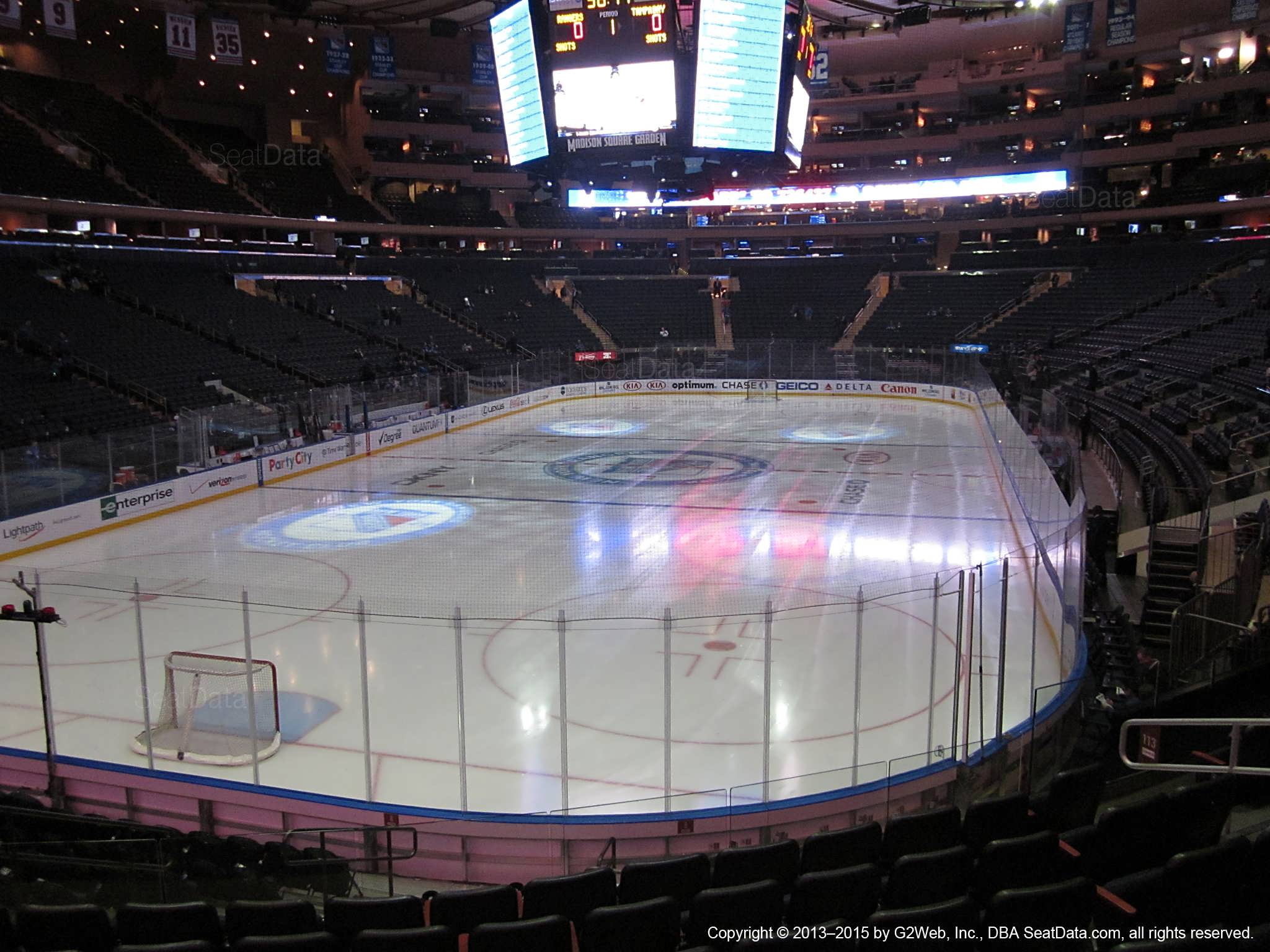 Seat view from section 113 at Madison Square Garden, home of the New York Rangers