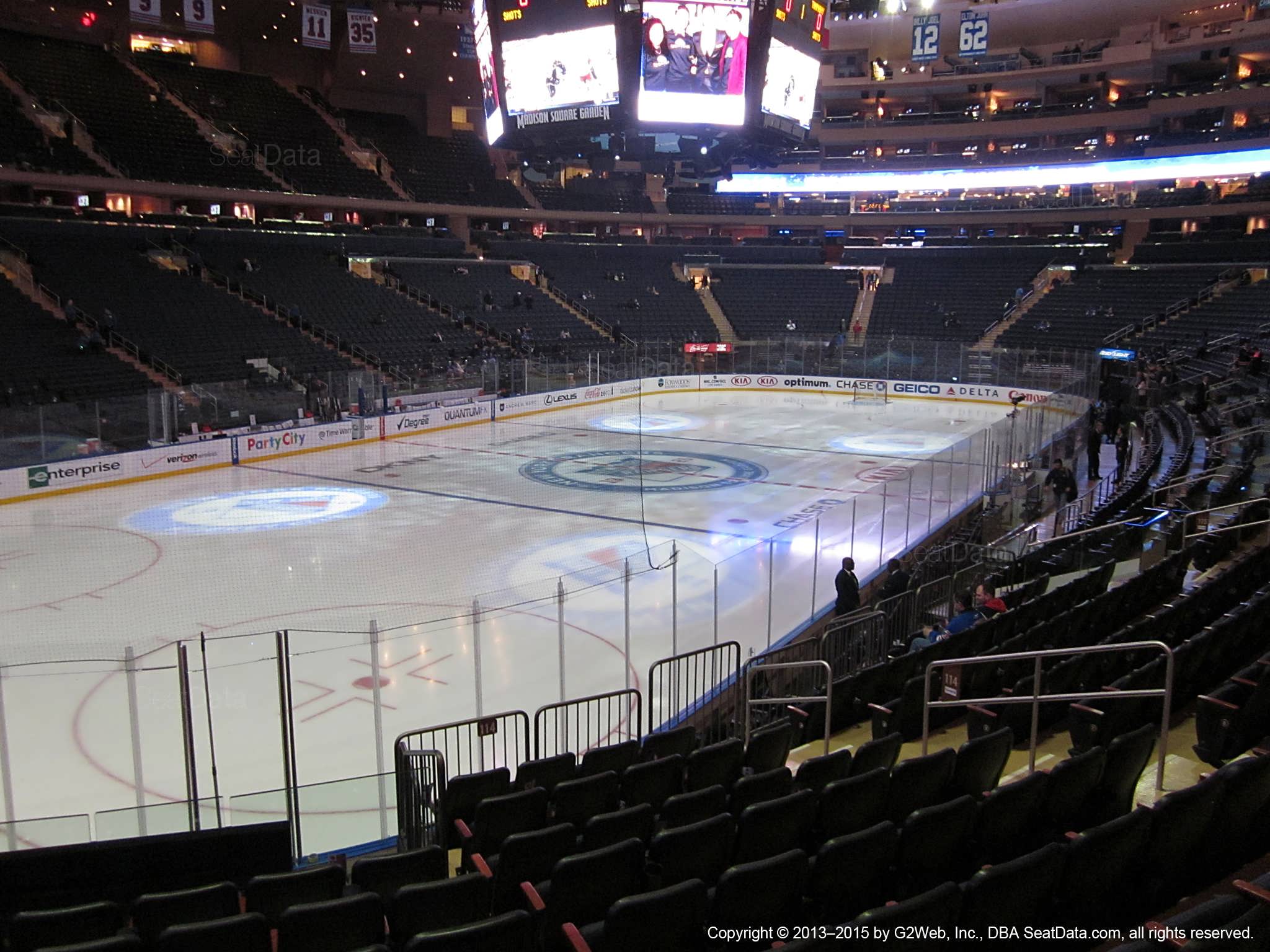Seat view from section 114 at Madison Square Garden, home of the New York Rangers