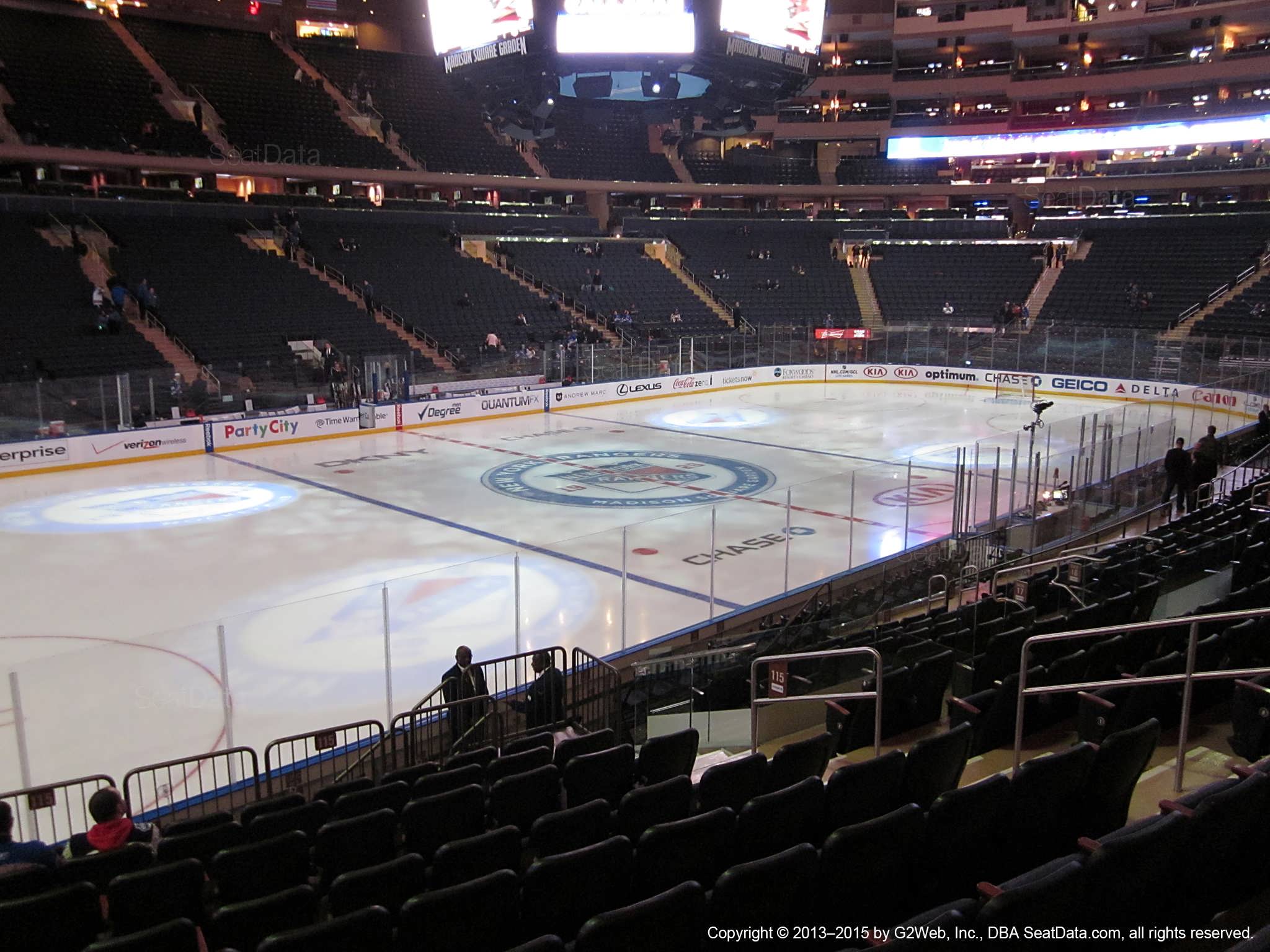 Seat view from section 115 at Madison Square Garden, home of the New York Rangers