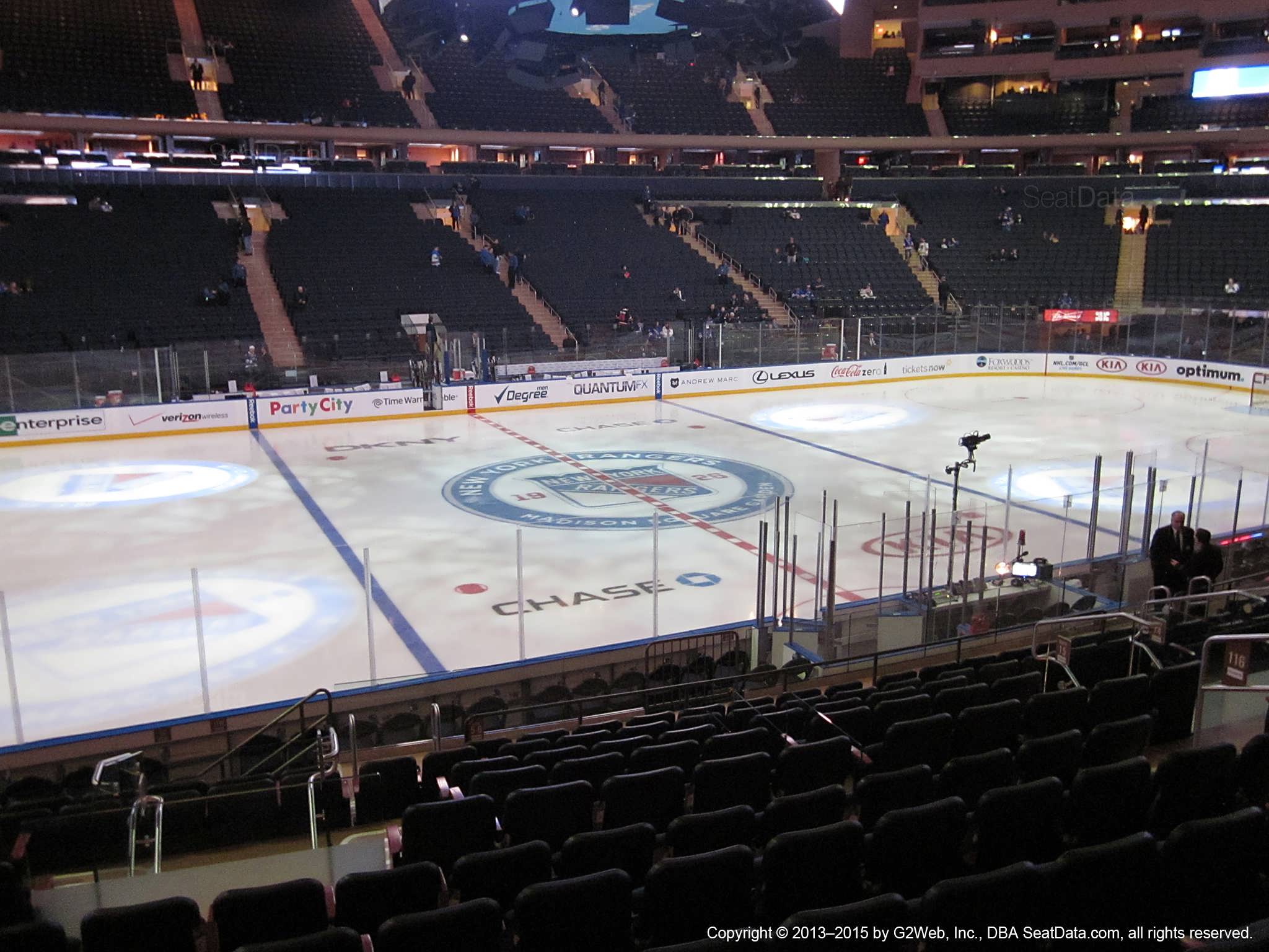 Seat view from section 116 at Madison Square Garden, home of the New York Rangers
