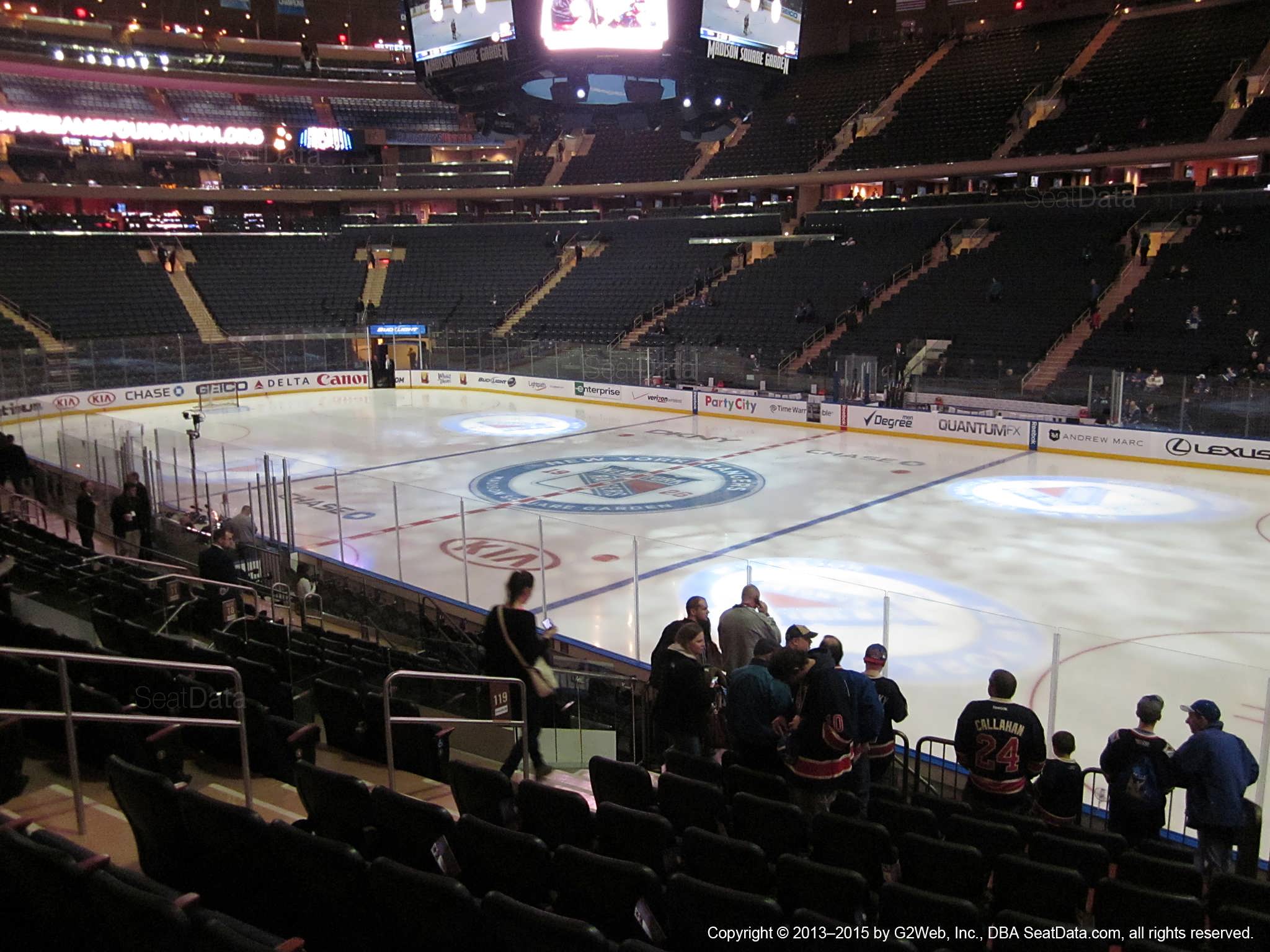 Seat view from section 119 at Madison Square Garden, home of the New York Rangers