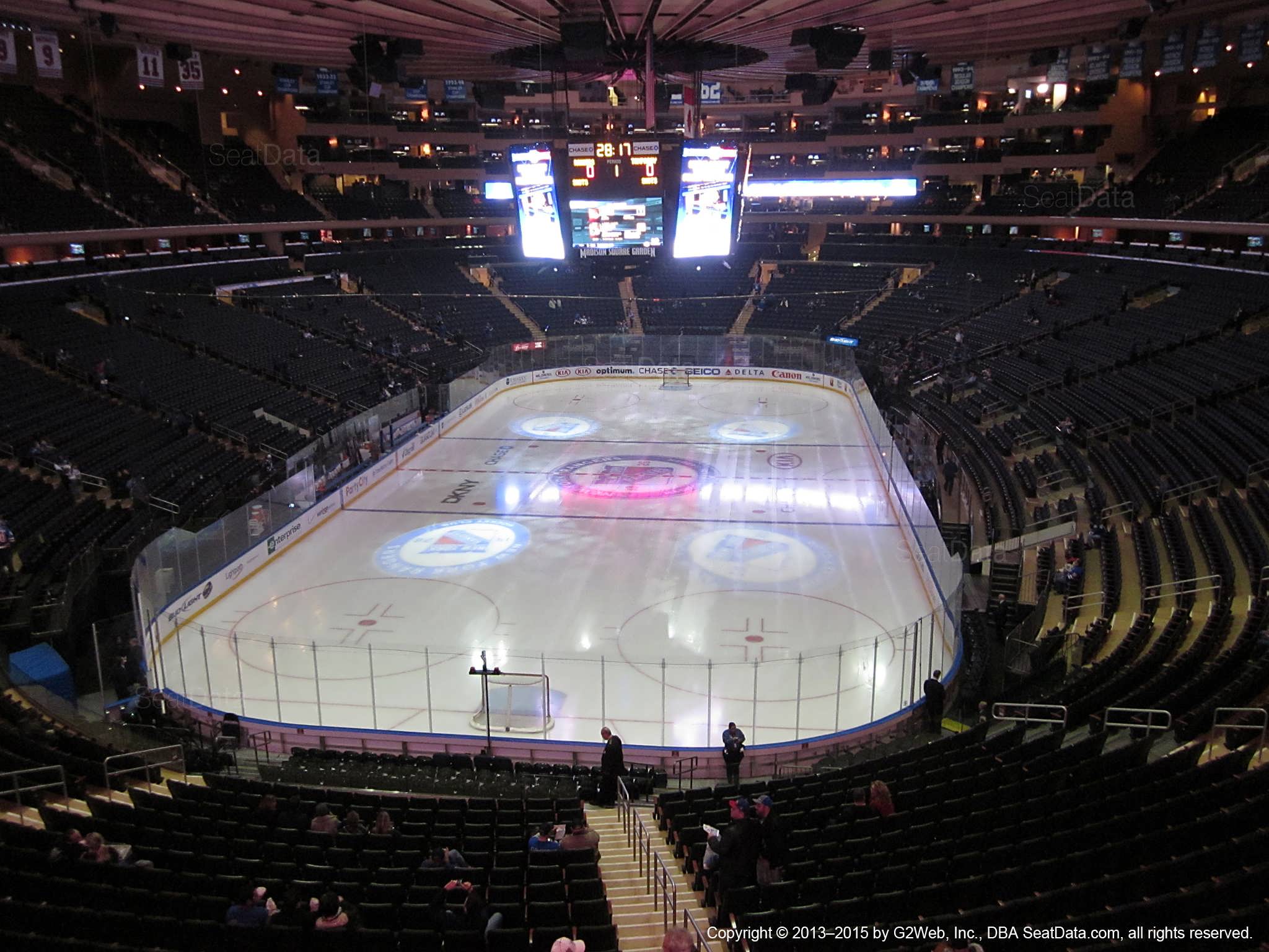 Seat view from section 218 at Madison Square Garden, home of the New York Rangers