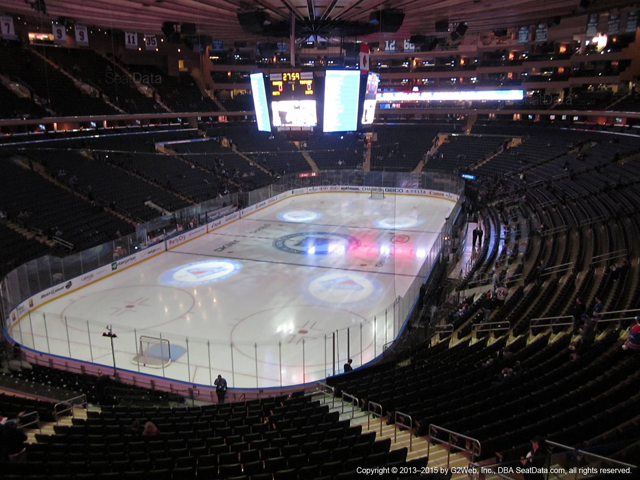 Seat view from section 219 at Madison Square Garden, home of the New York Rangers