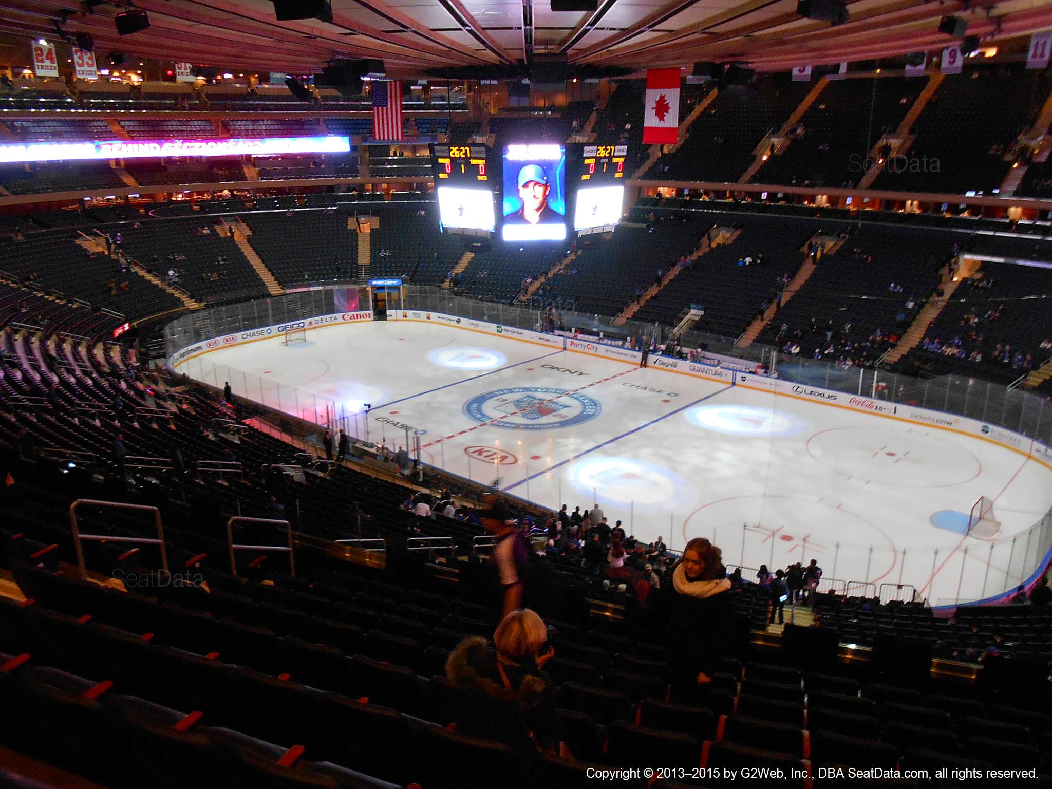 Seat view from section 227 at Madison Square Garden, home of the New York Rangers