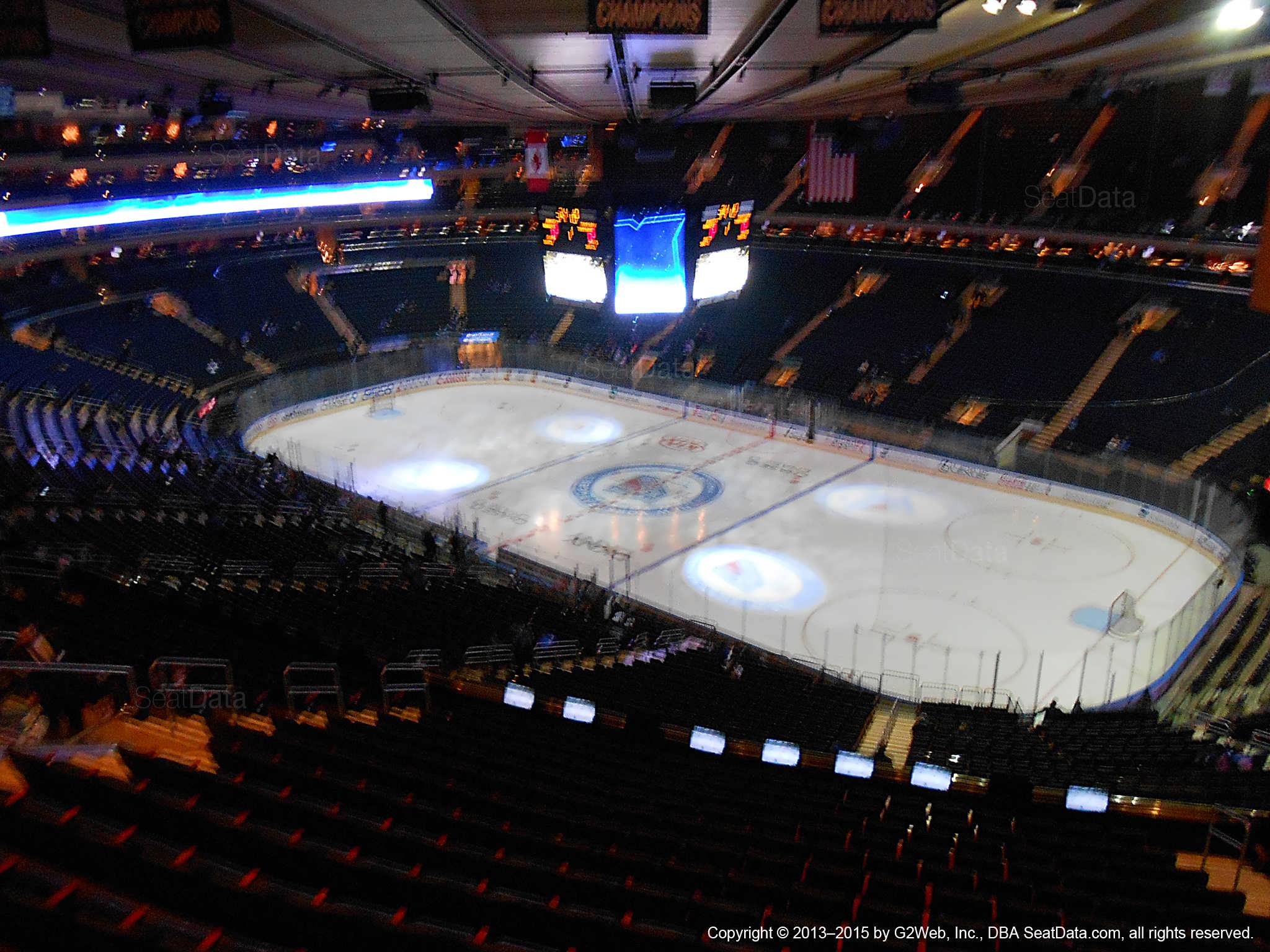 Seat view from section 412 at Madison Square Garden, home of the New York Rangers