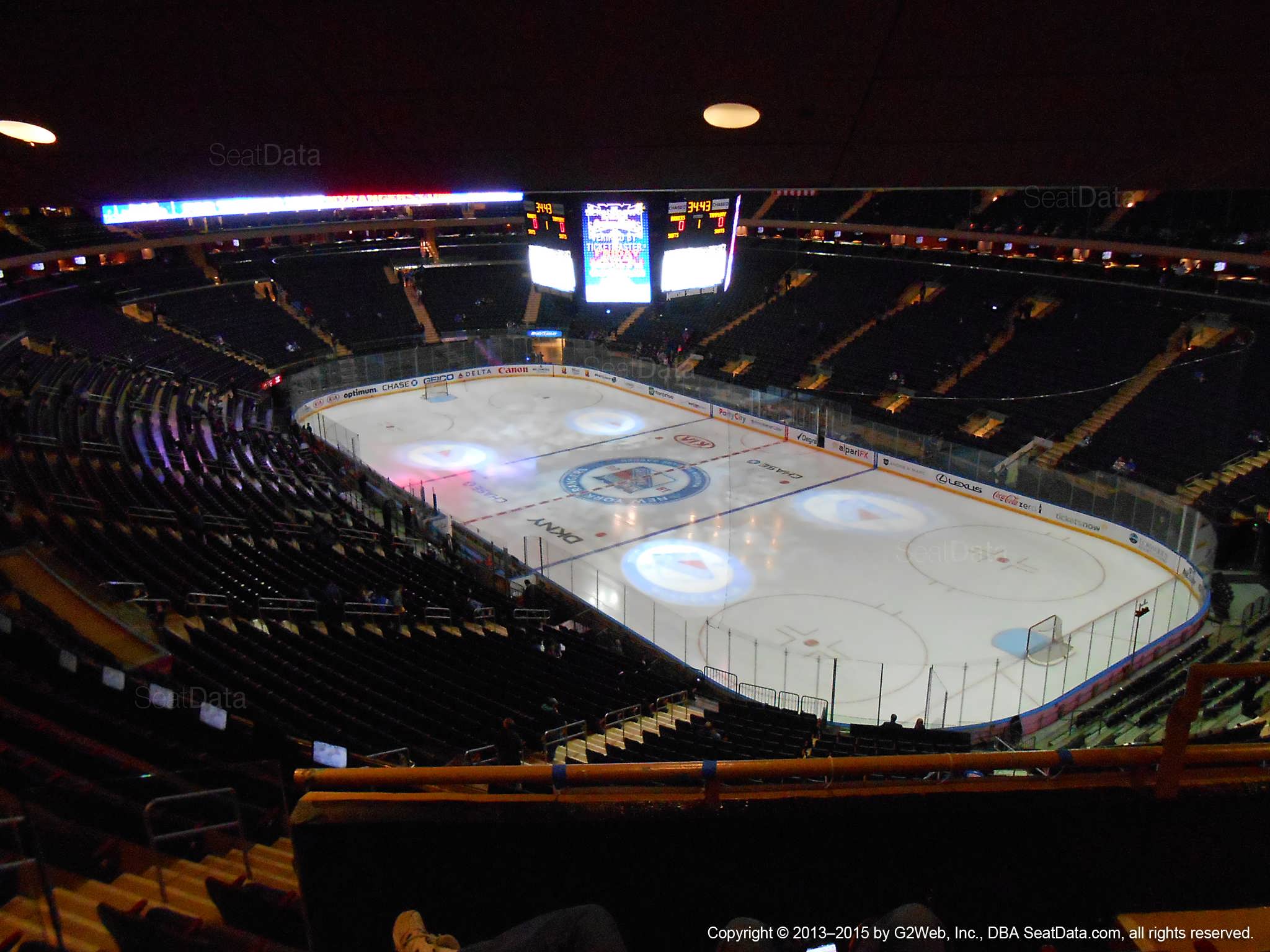 Seat view from section 413 at Madison Square Garden, home of the New York Rangers