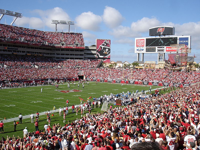 Photo taken from the lower level seats at Raymond James Stadium during a Tampa Bay Buccaneers home game.