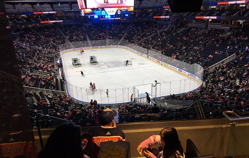 View from the Theatre Boxes at Rogers Place during an Edmonton Oilers game.