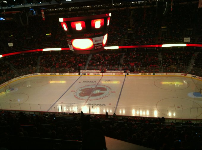 View from the Iconic Platinum Club at the Scotiabank Saddledome during a Calgary Flames game.