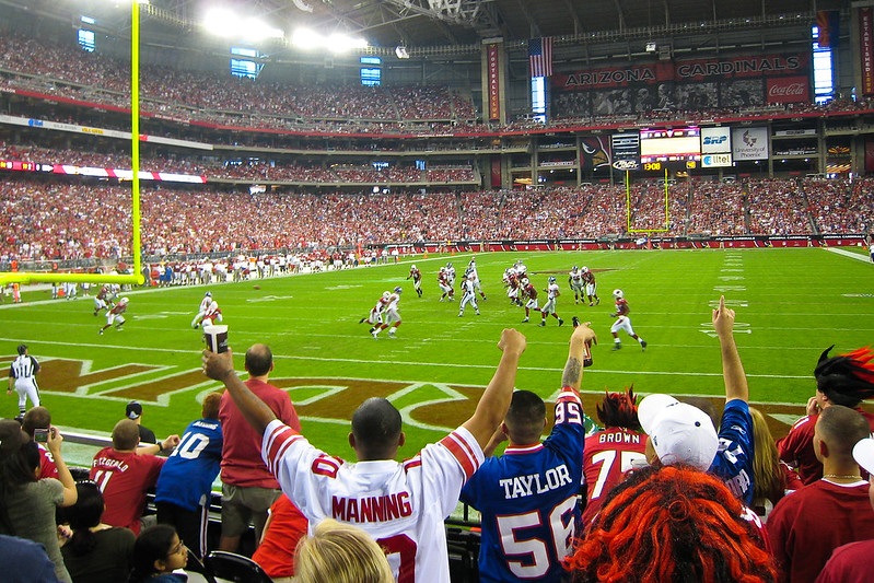 Photo taken from the lower level seats at State Farm Stadium during an Arizona Cardinals home game.