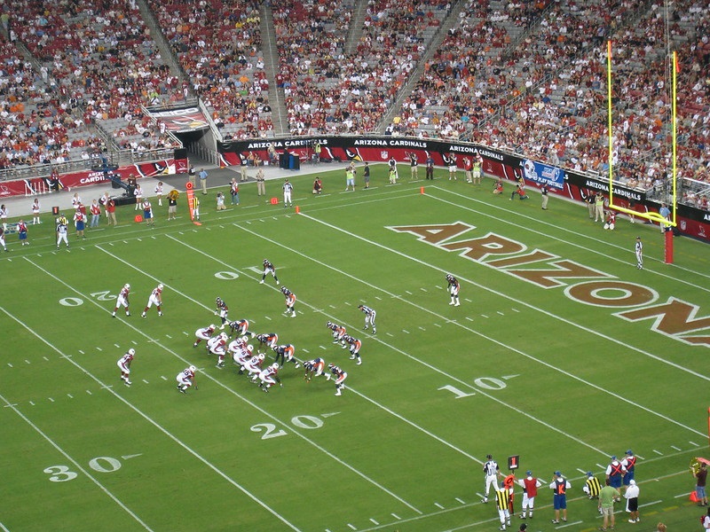 Photo taken from the Ring of Honor level seats at State Farm Stadium during an Arizona Cardinals home game.