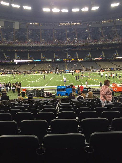 View from the plaza level seats at the Mercedes-Benz Superdome during a New Orleans Saints game.