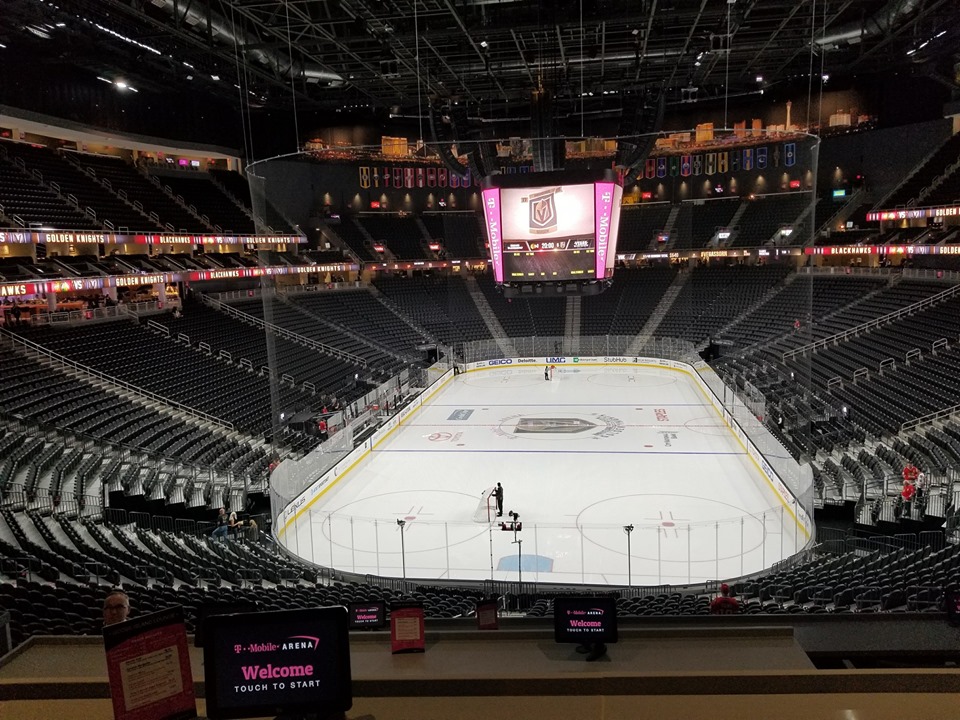 View from the loge box seats at T-Mobile Arena, home of the Vegas Golden Knights.