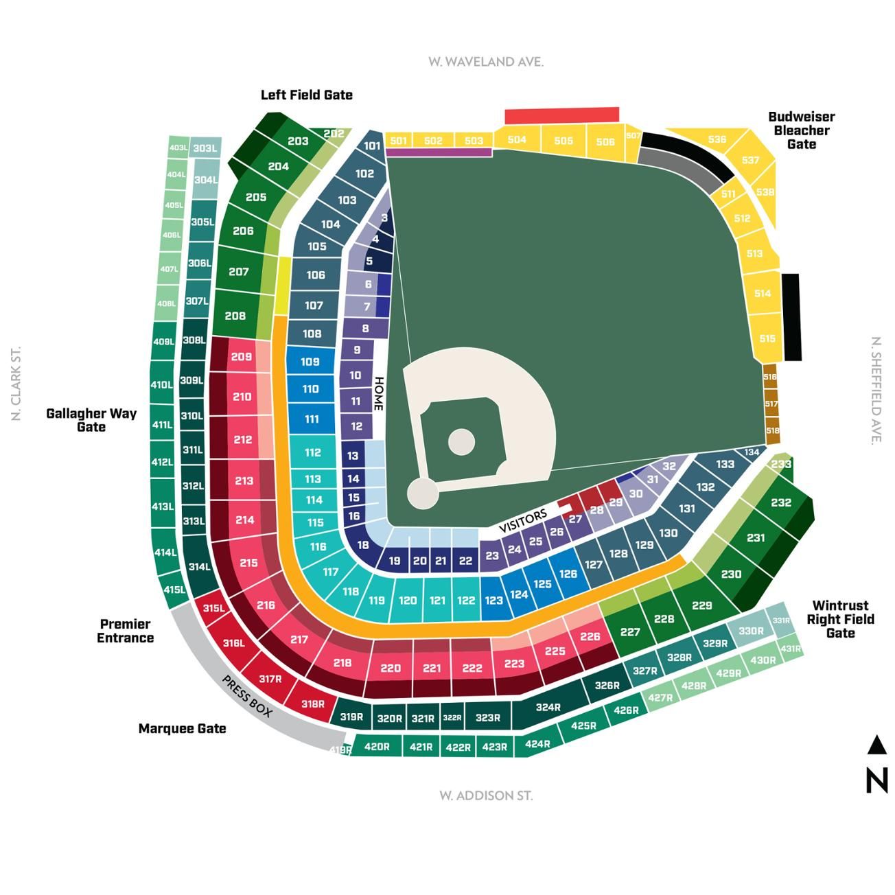 Wrigley Field Seating Chart, Chicago Cubs