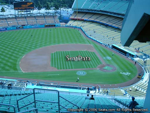 Seat view from reserve section 13 at Dodger Stadium, home of the Los Angeles Dodgers