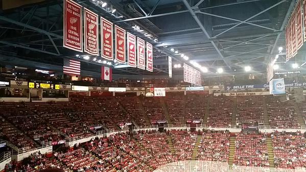 Photo of the Stanley Cup Banners at Joe Louis Arena, home of the Detroit Red Wings.
