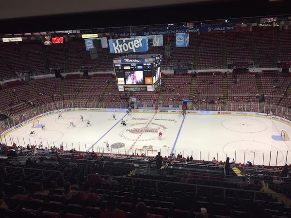 View of the Ice at Joe Louis Arena from the upper level.