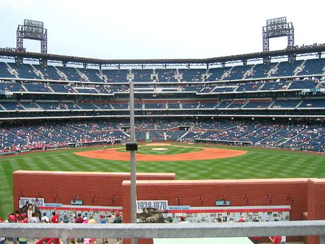 Seat view from the Roof Top Bleachers at Citizens Bank Park, home of the Philadelphia Phillies