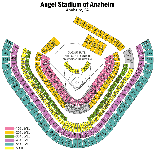 Angel Stadium of Anaheim Seating Chart, Los Angeles Angels.