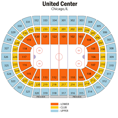 United Center Seating Chart, Chicago Blackhawks.