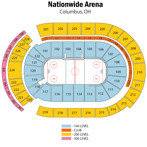 Nationwide Arena Seating Chart, Columbus Blue Jackets.