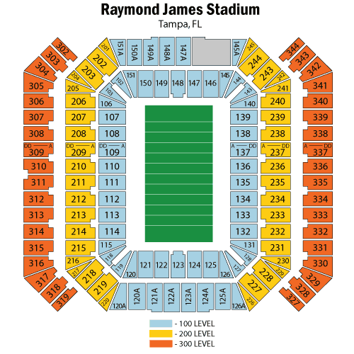 Raymond James Stadium Seating Chart, Tampa Bay Buccaneers.