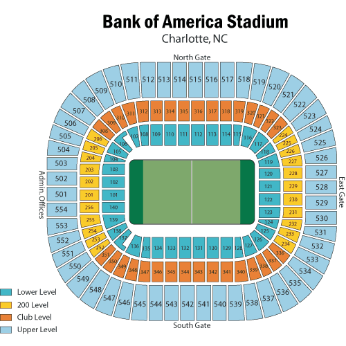 Bank of America Stadium Seating Chart, Carolina Panthers.