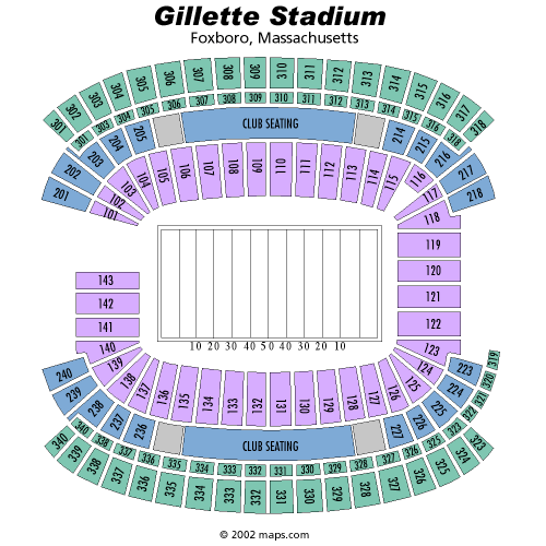 Gillette Stadium Seating Chart, New England Patriots.