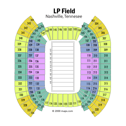 Nissan Stadium Seating Chart, Tennessee Titans.