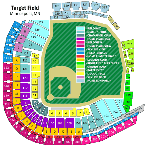 Target Field Seating Chart, Minnesota Twins.