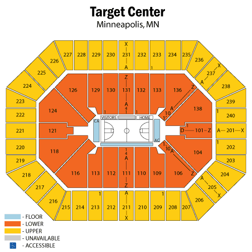 Target Center Seating Chart, Minnesota Timberwolves.