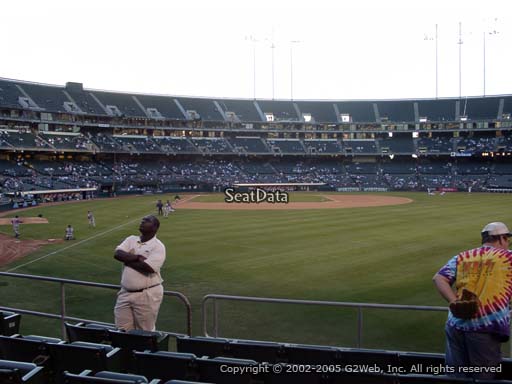 Seat view from section 101 at Oakland Coliseum, home of the Oakland Athletics