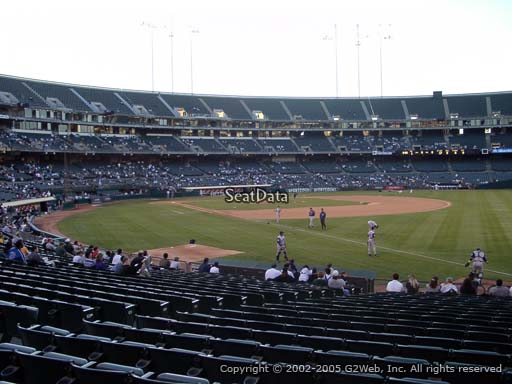 Seat view from section 105 at Oakland Coliseum, home of the Oakland Athletics