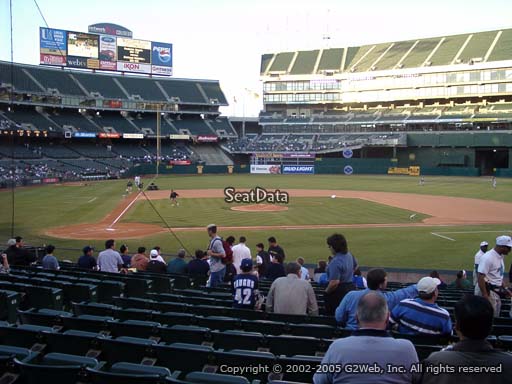 Seat view from section 114 at Oakland Coliseum, home of the Oakland Athletics