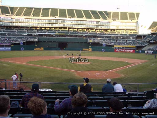 Seat view from section 118 at Oakland Coliseum, home of the Oakland Athletics