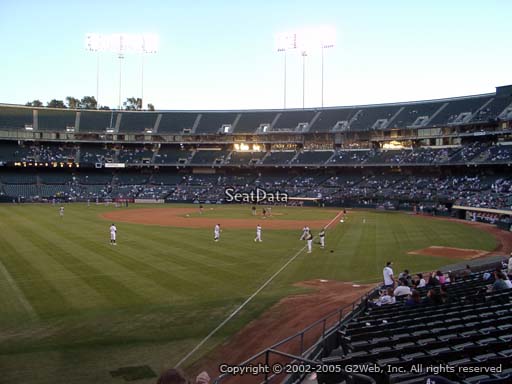 Seat view from section 131 at Oakland Coliseum, home of the Oakland Athletics