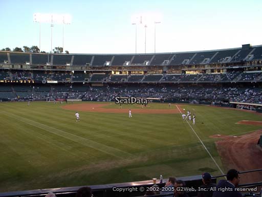 Seat view from section 133 at Oakland Coliseum, home of the Oakland Athletics