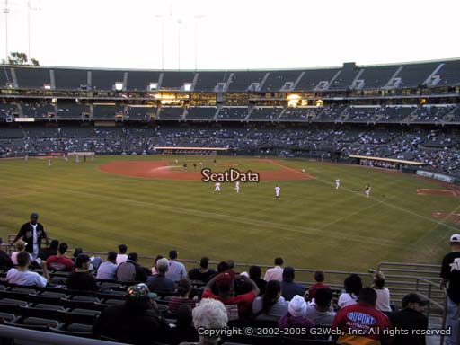 Seat view from section 134 at Oakland Coliseum, home of the Oakland Athletics