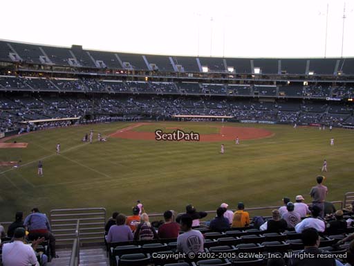Seat view from section 150 at Oakland Coliseum, home of the Oakland Athletics